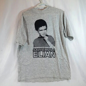 Salvemos a Elian Gonzalez T-Shirt Vtg  00s Cuba Sevilla Mens L Cotton Grey